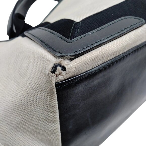 (L3) Authentic Balenciaga Hand Bag White Canvas Luxury Vintage Designer Handbag - Picture 5 of 9